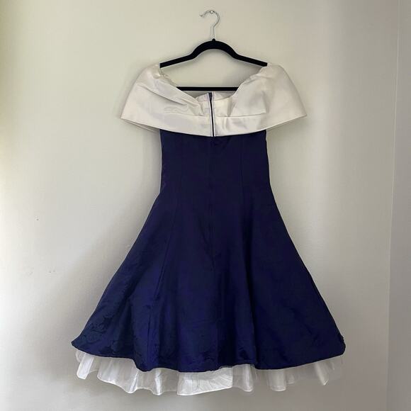 VTG 1980s Notorious Purple And White Prom Cocktail Dress Size 5 Rosette Tulle - Picture 2 of 9